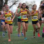 From left, Thomas Jefferson runners Alyssa Murray, Ali Saucedo and Kathleen Riordan compete at the WIAA State Championship on Nov. 3. Courtesy photo