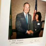 Bette Simpson-Opstad poses with the late former President George H.W. Bush. Carrie Rodriguez/staff photo