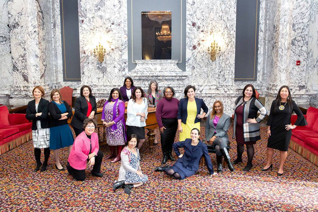 Women of Color Caucus in the state reception room. Photo courtesy of the Washington State Legislature