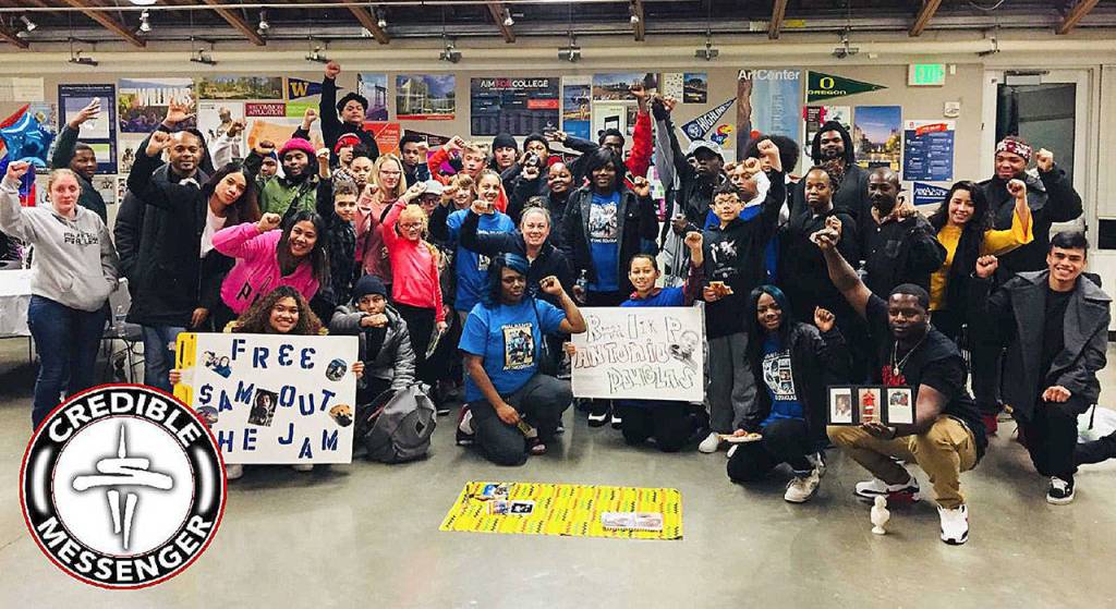 Family members, friends and Credible Messenger members celebrate the life of 17-year-old Antonio Douglas. Douglas was shot in December 2018. Courtesy photo