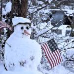 A patriotic snow sculpture in Federal Way. Photo by Shelley Pauls
