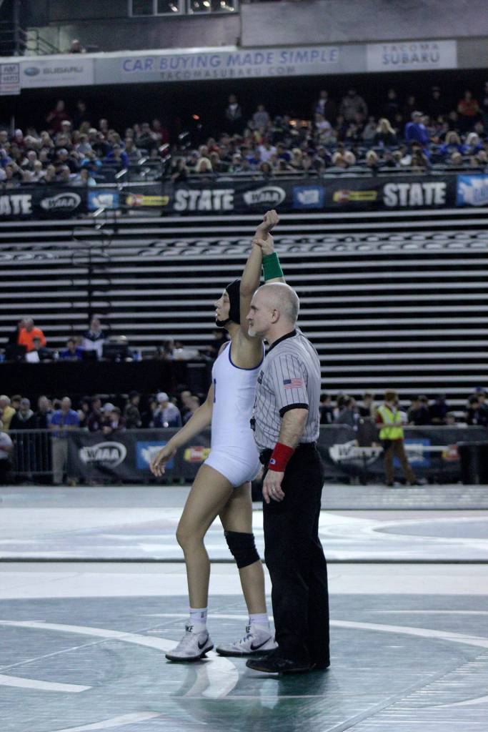 Sophomore London Houston won the 125-pound state championship title at the WIAA Mat Classic XXXI on Feb. 16. Olivia Sullivan/staff photo