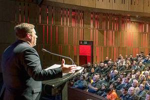Mayor Jim Ferrell gave the annual State of the City address for the second year on Feb. 28 at the Performing Arts and Events Center. Photo courtesy of Tyler Hemstreet