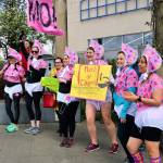 Ladies in diapers wait along South 320th Street and Pacific Highway to join the final stretch of the run to SKFR Station 64. Photo courtesy of Bruce Honda