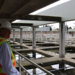 Jim Pitts stands on walkway overlooking filtration chambers at the King County South Treatment Plant in Renton. Aaron Kunkler/staff photo