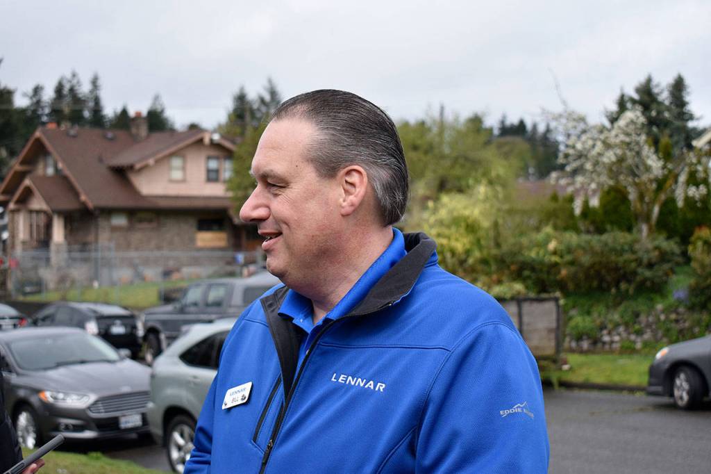 Lennar division president Bill Salvesen discusses everything that went in to getting Elisas home ready for her family to move in to. Haley Donwerth/staff photo