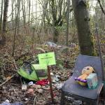 A Notice to Vacate sign placed in the middle of a homeless encampment in Federal Way by FWPD officers before the encampment was cleaned. Olivia Sullivan/staff photo
