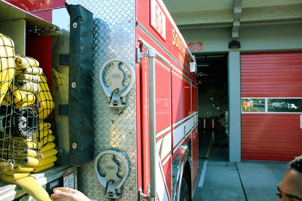 Its hard to predict a typical day as a SKFR firefighter. During Mirror Reporter Haley Donwerths ride-along at Station 63, they were in and out of the station all day. Haley Donwerth/staff photo.