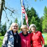 Greater Federal Way Chamber of Commerce CEO Becca Martin and council candidate Linda Kochmar smile at the Woodbridge Corporate Park flag raising. Photo courtesy of Bruce Honda