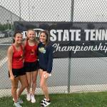 From left: Thomas Jeffersons Mia Rosa, Ally Peterson and Nancy Cabanas at the WIAA 4A girls tennis state tournament last weekend. Courtesy photo