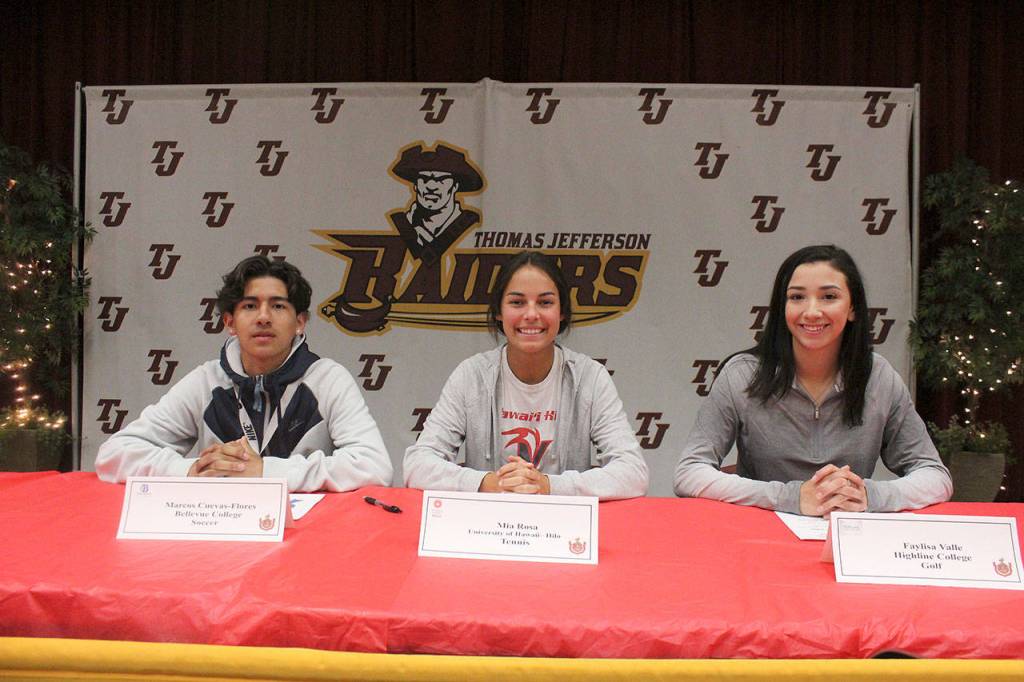 From left: TJs Marcos Cuevas-Flores, Mia Rosa, and Faylisa Valle. Olivia Sullivan/staff photo