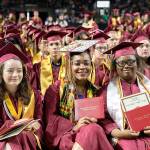 Scholars clutch their diploma covers during Thomas Jefferson High Schools graduation ceremony on June 8 at the ShoWare Center in Kent. Photo courtesy of Federal Way Public Schools