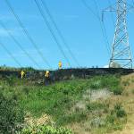 SKFR crews from station 62 and 63 worked together to put out the blaze that started Sunday near the King County Aquatic Center. SKFR/ courtesy photo.