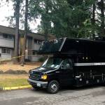 Federal Way Polices Crime Scene Unit is on scene at the Maplewood Apartments where a 14-year-old boy was shot and killed just after midnight Tuesday. Olivia Sullivan/staff photo