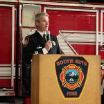 IAFF Local 2024 President Layne Winter speaks at South Kings pinning ceremony. Olivia Sullivan/staff photo