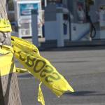 Crime scene tape remains nearby the Chevron on Southwest Dash Point Road in Federal Way where a 36-year-old man was shot and killed Sunday morning Oct. 6. Photo courtesy of Evergreen Media Production