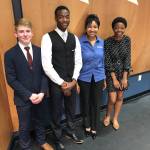 Federal Way Public Schools Superintendent Dr. Tammy Campbell (second from right) shares a moment with scholars at the State of the Education event on Tuesday at Federal Way High School. Photo courtesy of Federal Way Public Schools