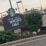 A screenshot from a video posted by Shar Bennett shows hateful graffiti tagged on a Starbucks drive-thru sign at Pacific Highway S and S 288th Street. Courtesy photo