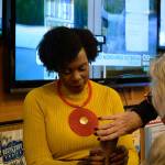 Council hopeful Jamila Taylor checks results with 30th District Sen. Claire Wilson. Currently Taylor is losing to incumbent Mark Koppang. Haley Donwerth/staff photo