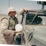 During a deployment to Iraq, Spadaro holds a temperature gauge reading 140 degrees Fahrenheit. Courtesy photo