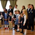 Students from Veritas Classic Christian School singing patriotic to the residents of Brookdale for Veterans Day. Haley Donwerth/staff photo