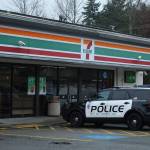 Olivia Sullivan/staff photo                                A Federal Way police car parks outside of the 7-Eleven on Southwest 312th Street on Tuesday morning. The store was robbed at gunpoint around 6:40 a.m.