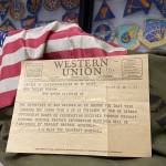 On display at the exhibit, Western Union Tribune telegraphs notify Paul A. Youngs wife, Thelma, of his status as a Prisoner of War in 1945. Olivia Sullivan/staff photo