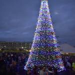 A large crowd gathers at Town Square Park to see the Christmas tree lit up to celebrate this holiday season. Haley Donwerth/staff photo