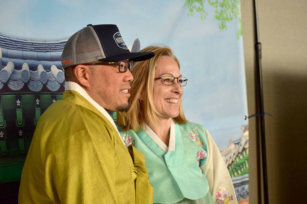 People also had the option to dress up in traditional Korean dresses, called Han-bok, and pose for pictures. Haley Donwerth/staff photo