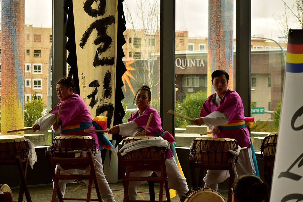 Event-goers gathered to listen to the drums being played in traditional Korean style during this annual event. Haley Donwerth/staff photo