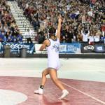 Federal Way sophomore wrestler Kayla McKinley-Johnson celebrates her 100-pound 4A title at Mat Classic XXXII in the Tacoma Dome on Saturday night. RACHEL CIAMPI, Reporter