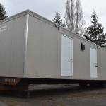 Photo by Haley Ausbun. A preview of the first modular unit being used to house King County residents under quarantine for COVID-19, coronavirus. The units will be located on a county-onward parcel in White Center, where an old office building is planned to be demolished to make space.