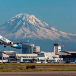 A flight takes off at SeaTac International Airport. Photo courtesy Port of Seattle