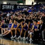 The Federal Way Eagles boys basketball team reacts to the final minutes of the WIAA 4A Hardwood Classic quarterfinals game on March 5. The Eagles lost 61-49 to Mt. Si. Senad Tiric, for the Mirror