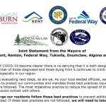 Joint statement from the mayors of Auburn, Kent, Renton, Federal Way, Tukwila, Enumclaw, Algona and Pacific was issued Sunday, March 22, in response to the COVID-19 outbreak. Courtesy of City of Kent