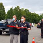 A steady stream of cars cruised through Celebration Park for the socially distanced ice cream social in Federal Way on Aug. 6. Photo courtesy of FWPD