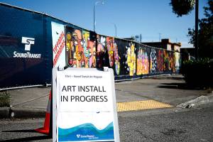 Sound Transit installed murals on Aug. 17 by local artists near the construction site of the incoming Federal Way Link Extension project. Olivia Sullivan/staff photo