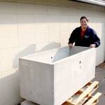 Photo courtesy of the City of Federal Way                                Mayor Jim Ferrell stands next to the citys time capsule, set to be buried in November.