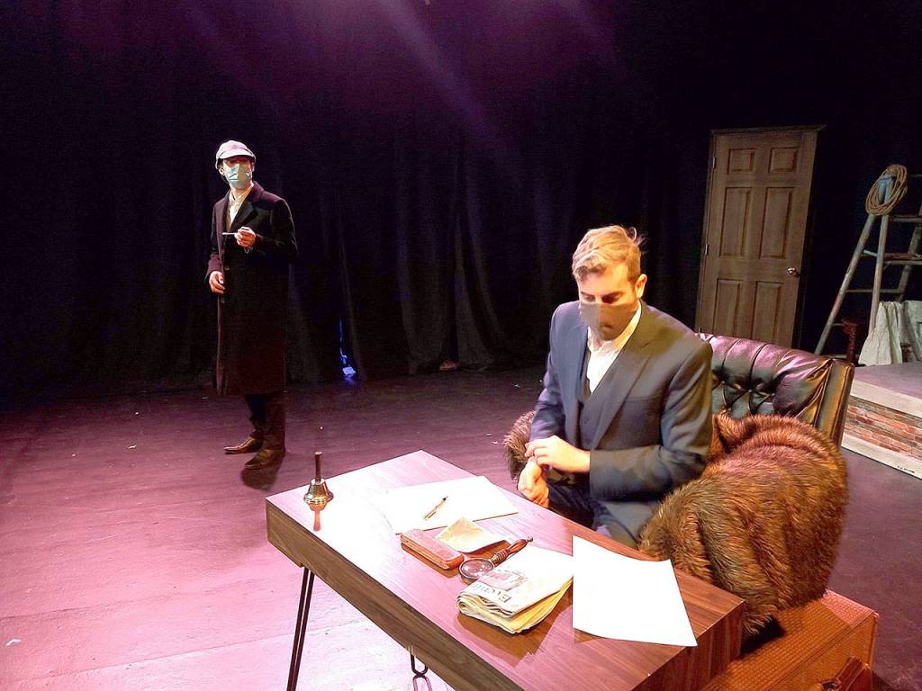 Actors Tom Livingston, left, and Jacob Tice rehearse a scene from Theatre Magic. Courtesy photo