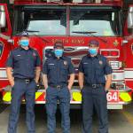From left to right: Tyrel Rose, Nate Broussard and Tim Gurule served in the US Army together, and now serve the Federal Way and Des Moines communities as South King Fire and Rescue firefighters. Courtesy photo