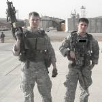 Tyrel Rose, left, and Tim Gurule, right, who served together in the U.S. Army, are now both members of South King Fire and Rescue. Courtesy photo