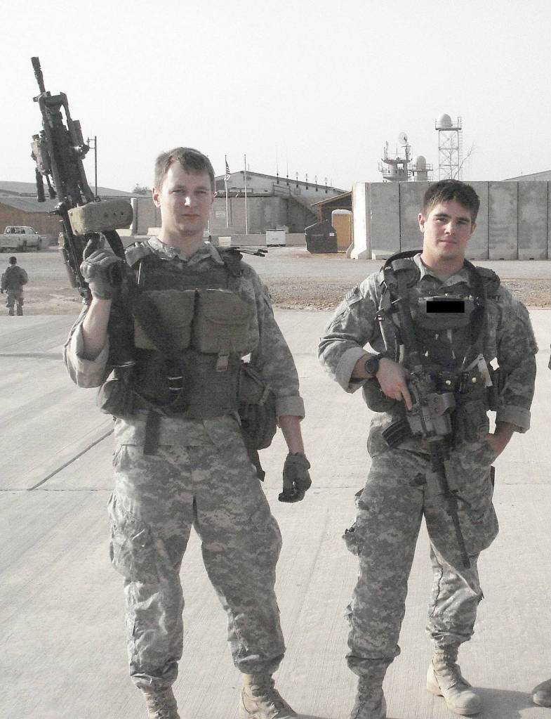 Tyrel Rose, left, and Tim Gurule, right, who served together in the U.S. Army, are now both members of South King Fire and Rescue. Courtesy photo