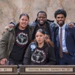 Jesse Johnson/ courtesy photo
Eddie Purpose, middle, smiles for a photo with State Rep. Jesse Johnson with youth from Credible Messenger in 2019.