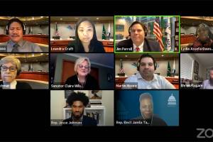 Federal Way Mayor Jim Ferrell and Federal Way City Council members meet with Sen. Claire Wilson, Rep. Jesse Johnson, and Rep.-elect Jamila Taylor on Dec. 15.