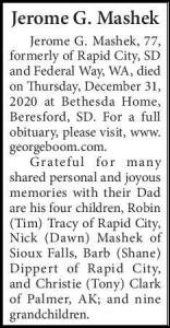 Jerome G. Mashek | Obituary