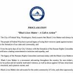 A portion of the mayor's Black Lives Matter proclamation and call to action presented Monday, Jan. 18.