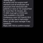 A screenshot of an alert sent to St. Francis Hospital employees on Jan. 26.
