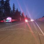 Airlift Northwest landed on I-5 South near Federal Way on April 5, shutting down all southbound lanes. Photo courtesy of Washington State Patrol