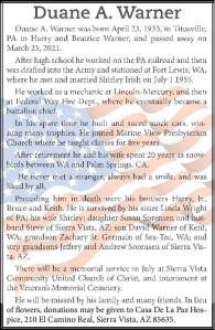 Duane A. Warner | Obituary