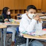 A student smiles from behind a mask on the first day of school on April 1. Photo courtesy of Federal Way Public Schools